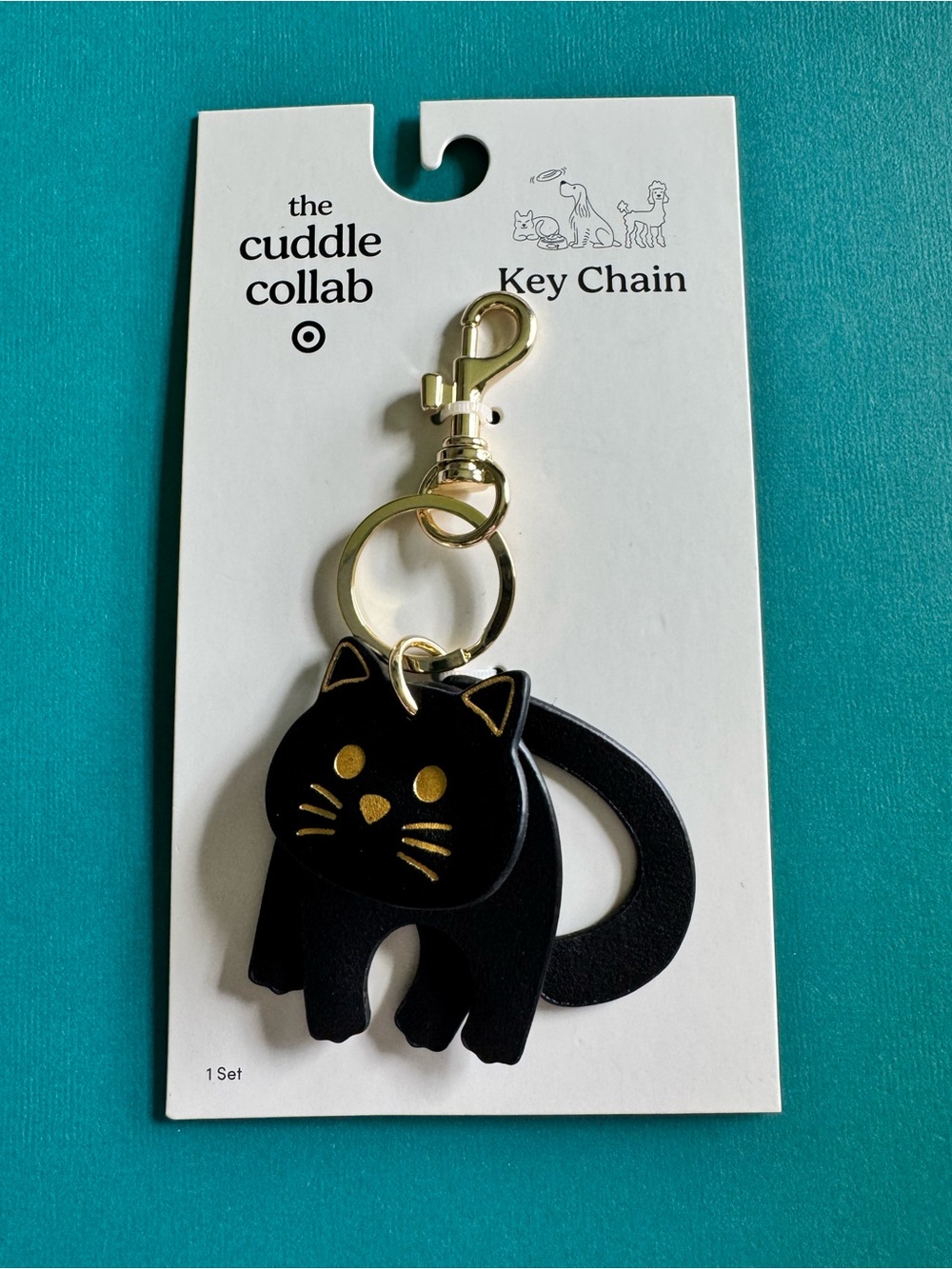 The Cuddle Collab Target black cat key chain new